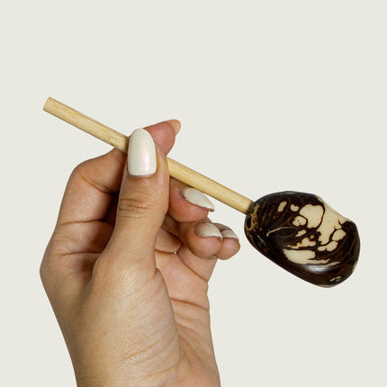 Whole Seed Pipe | Bamboo + Tagua Seed | Half-Polish Finish